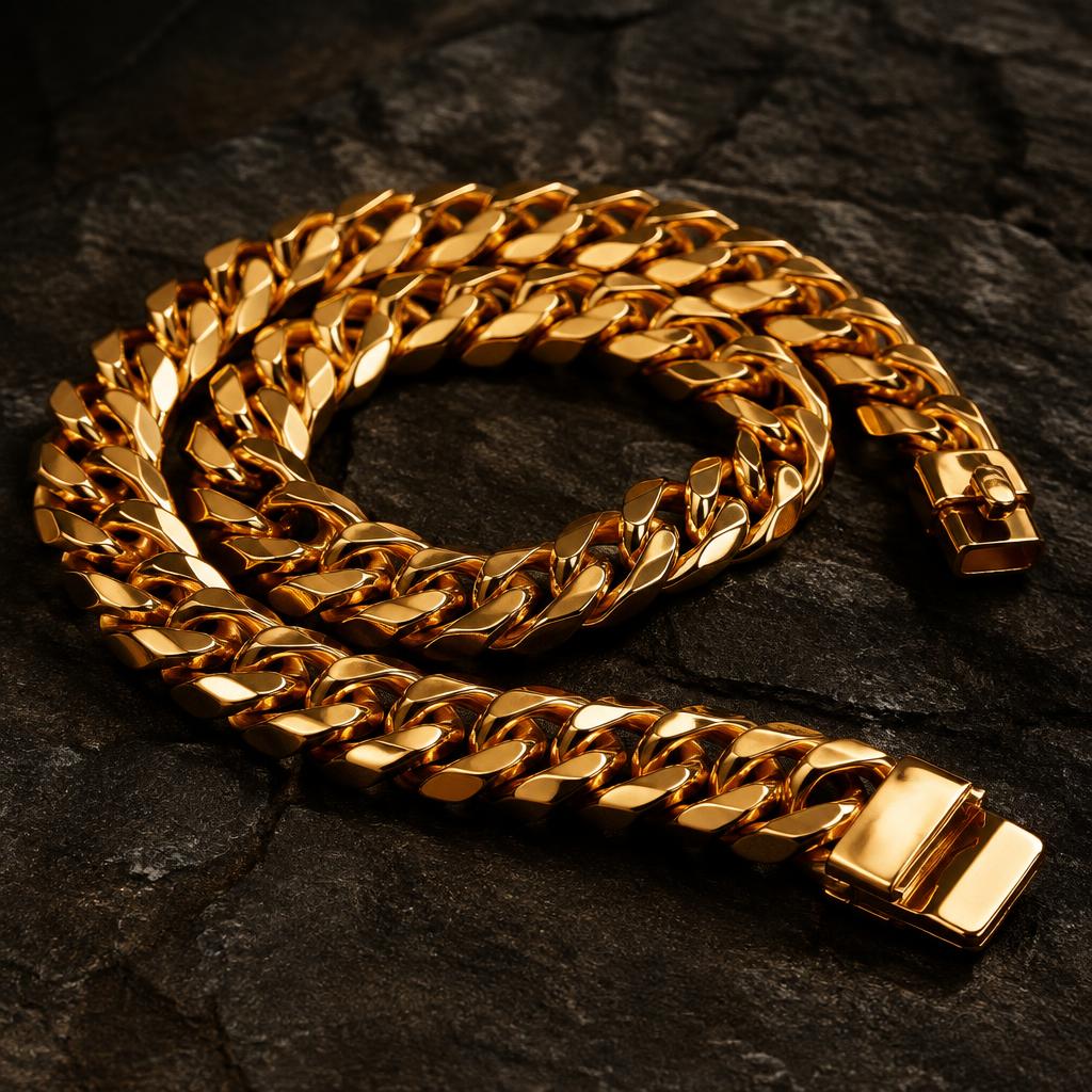Thick gold cuban link chain